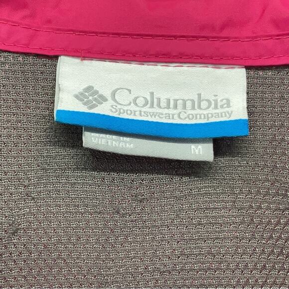 Columbia Windbreaker Women's Size M Pink Full Zip Hooded Vented Zipped Pockets - Picture 2 of 10